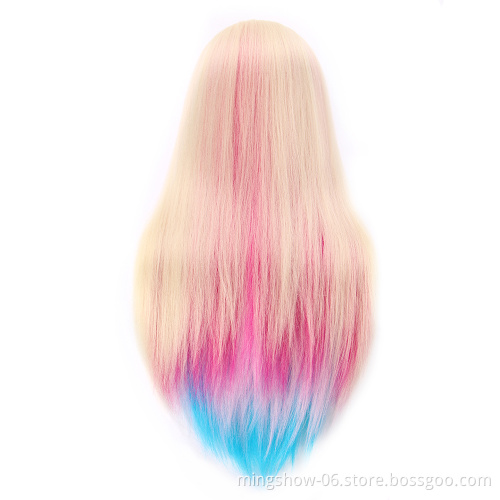 28" 100% High Temperature Fiber Colorful Hair Training Head Nice Hairdressing Doll Heads Mannequin Head To Practice Braiding